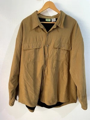 Ozark Trail Mens 3XL Microsuede Tan Button-Up Shirt Jacket  Black Fleece Lining - Image 1 of 4
