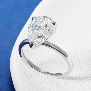 1-4CT Pear Cut Moissanite Wedding Ring Women Engagement Band 925 Sterling Silver - Picture 1 of 17