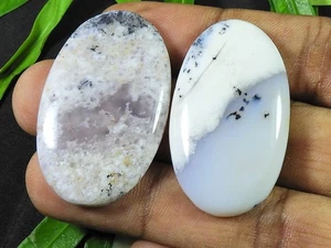 40-40MM AAA Natural Dendrite Agate Oval 2Pcs Cabochon Loose Gemstone 98Cts. V076 - Bild 1 von 9