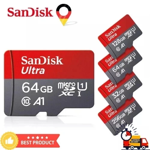 Original Sandisk ULTRA Micro SD Karte 16GB 32GB 64GB 128GB 256GB Speicherkarte - Bild 1 von 1