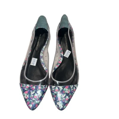 REBECCA MINKOFF 透明乙烯基/多花卉印花平底鞋 US 9 1/2 全新 带盒 — 第 1/4 张图片