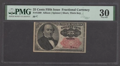 Series 1874 25 Cents Fifth Issue Fractional Currency PMG 30 Very Fine - P13 - Image 1 of 2