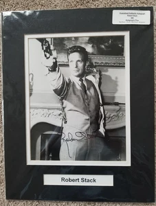ROBERT STACK Signed dbl matted 8X10 B&W Photo "The Untouchables" Autograph w/COA - Picture 1 of 3