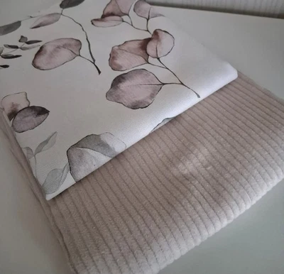 Oeko-Tex Stoffpaket 2 x 50 x 140/150 cm Canvas + Breitcord rosa - Bild 1 von 2