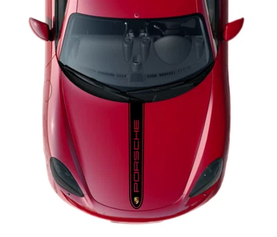 Calcomanía personalizada Porsche Cayman 2015-2025 718 981 982 doble raya ovalada capó versión 2 Foto 1 de 4