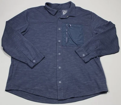 L.L.Bean Shirt Jacket Mens 3XL Tall Blue Slightly Fitted Snap Front Zip Pocket - Image 1 of 4