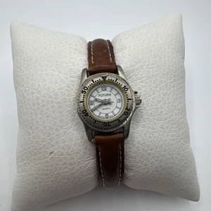 Futura Uhr Damen hell Edelstahl silber Leder braun weiß Quarz - Bild 1 von 7