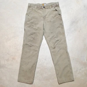 *READ* Carhartt Carpenter Work Pants Fits 32x29 Beige Relaxed Fit Distressed - Picture 1 of 13