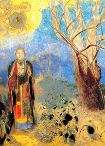 Postcard: Vintage repro - Le Bouddha (The Buddha) c. 1905 by Odilon Redon - Picture 1 of 3