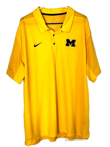 Michigan Wolverines U Of M Poloshirt Herren 3XL Gelb Nike Dri Fit Golfshirt - Bild 1 von 5