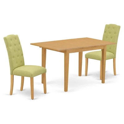 East West Furniture Norfork 3-piece Wood Dining Set in Oak/Lime Green - Image 1 of 4