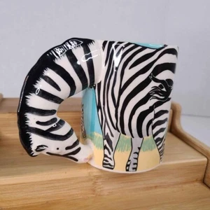 Vintage 80s Zebras Mug Five and Dime Store Zebra Head Handle Zoo Safari 1988 - Picture 1 of 9