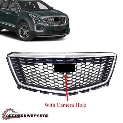 Front Upper Grille Diamond Style Chrome With Camera Hole For 17-21 Cadillac XT5 - Imagem 1 de 4