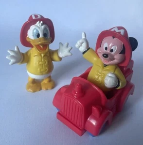 Vintage Disney Donald Duck Mickey Mouse Fireman Figures - Picture 1 of 8