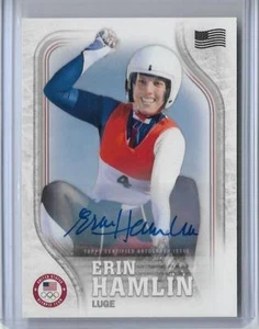 RARE 2018 TOPPS OLYMPICS ERIN HAMLIN LUGE FLAG AUTOGRAPH CARD /25 FLAG BEARER - Picture 1 of 2