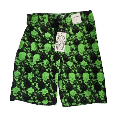 NUEVO CON ETIQUETAS Talla 27 JUST BONE BOARD SHORTS Calaveras Esqueleto Verde Negro Patín Nuevo Foto 1 de 4