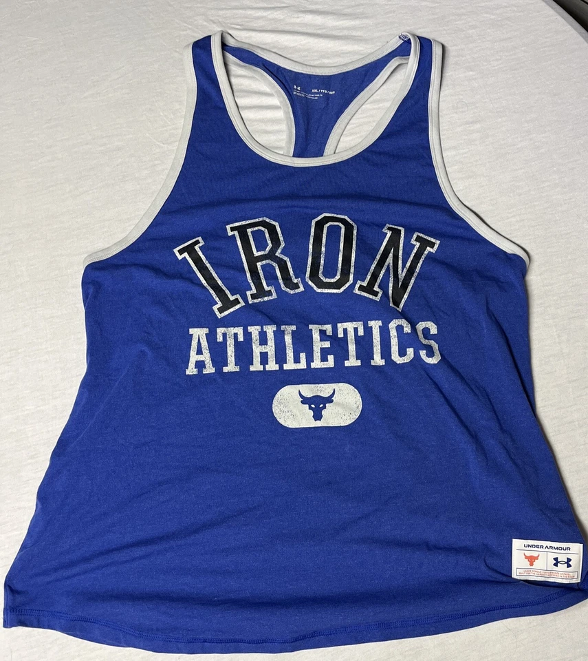 Camiseta sin mangas Under Armour Project Rock Iron Athletics para hombre talla 2XL camiseta muscular Foto 1 de 4