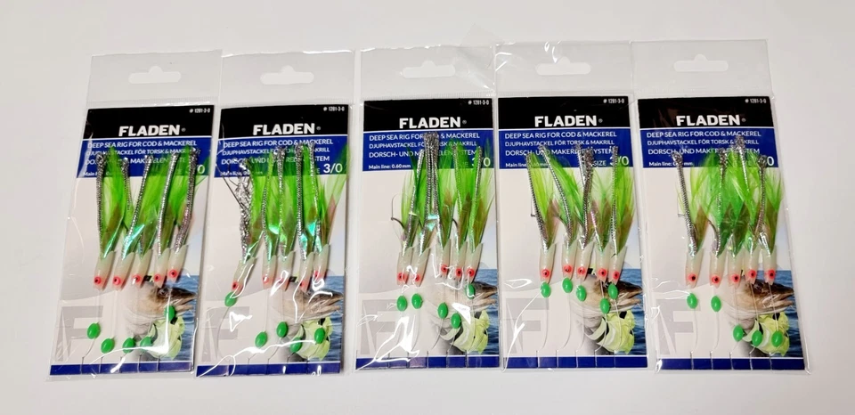 5 X Lumi Max Hokki 5 Hook Mackerel Rig 3/0 (5 Rigs) - Fladen  1281-3/0 - Image 1 of 1