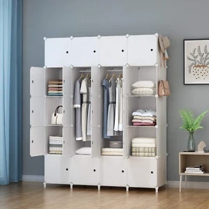 Portable Wardrobe Foldable Closet with 20 Compartments Clothes Storage Cabinet - Picture 1 of 7