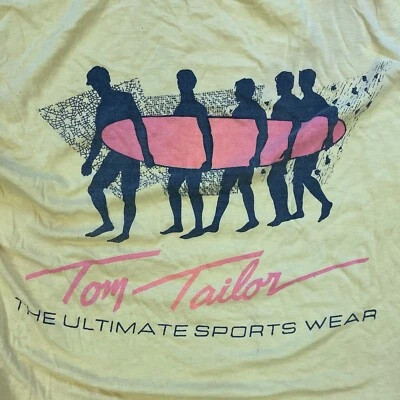 Retro Tom Tailor The Ultimate Sports Wear Double Sided Large Yellow Surf T-Shirt - Image 1 of 4