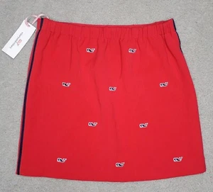 Vineyard Vines Girls Size 12 Skirt Ajustable Waist Red Navy Whale Applique NEW - Picture 1 of 5