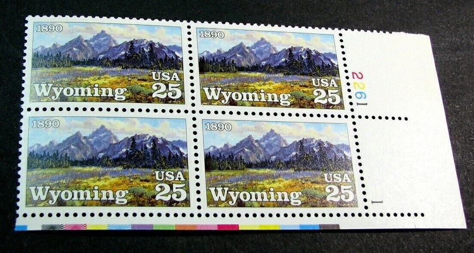 US Plate Blocks Stamp Scott# 2444 Wyoming Statehood 1990 MNH  L480 - Image 1 of 1
