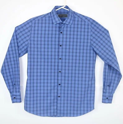 Robert Barakett Mens 15 1/2 Blue Plaid Dress Shirt Cotton Long Sleeve 15.5 EUC - Image 1 of 4