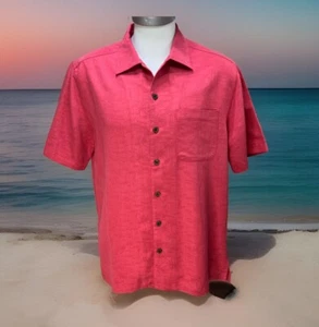 Caribbean Joe Hawaiian Shirt Red Floral Short Sleeve Button Up Size M     MB1 - Picture 1 of 9