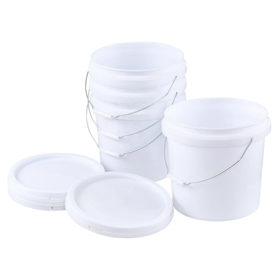 4-Pack 4 Gallon Round Plastic Bucket with Lids Food Grade Storage Pail Container - Image 1 of 4