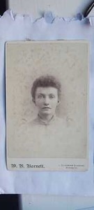 Antique Cabinet card, real photo, a woman from Ramsgate, Kent, 1880s, Barrett