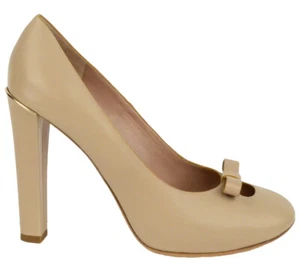 SCARPE CHLOE DETTAGLIO FIOCCO BEIGE PELLE DÉCOLLETÉ TACCO ALTO $695 taglia 41 US 10,5 - Foto 1 di 11
