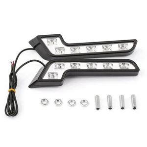 Car Front Bumper Driving Fog Lights Daytime Lamps Kit White L Shaped 6 LED 1Pair - Picture 1 of 14
