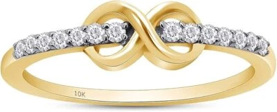 1/7ct Lab Grown Diamond Infinity Design Engagement Promise Ring in 10K Gold - Image 1 of 4