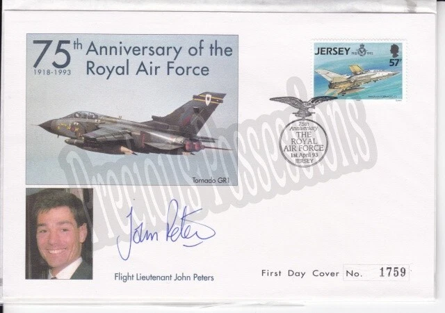 SIGNED Jersey  Cover 1993 Aviation History V RAF 75TH ANNIVERSARY JOHN PETERS - Image 1 of 1