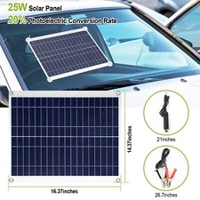 Outdoor 25W Solar Panel 12V Battery Charger System Maintainer Marine Boat RV Car