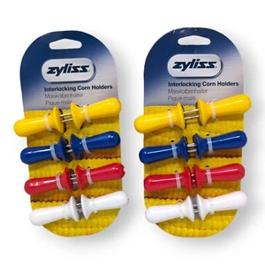 Interlocking Corn Holders Skewers - Zyliss Swiss Multicolored Stainless Set of 8 - Picture 1 of 9