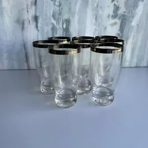 SET 8 VINTAGE MCM DOROTHY THORPE STIL BAR GLÄSER CHROMRAND ROCKS SAFT - Bild 1 von 5