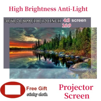 Helle Anti-Licht Metall Projektor Leinwand 4:3 16:9 3D HD Film Leinwand - Bild 1 von 4