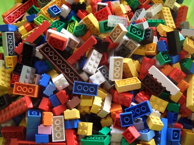 100 Lego Basic Grundbausteine  - nur doppelreihig - hohe - gemischte Farben   - Bild 1 von 3