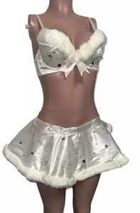 Snow Bunny Ice Queen angel Princess Costume Leg Avenue Y2K bra skirt w tutu L - Picture 1 of 3