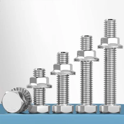 304 pernos de brida hexagonal de acero inoxidable con tuercas de brida dentadas libres M10 M14 M16 M20 Foto 1 de 4