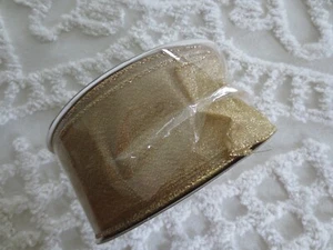 2-1/2" Wide SHEER FROST GOLD Wired RIBBON ROLL - 50 Yds. - Picture 1 of 3