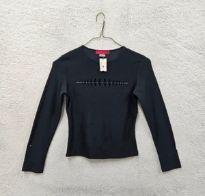 LVL X Girls Top Large Black Poly Blend Long Sleeve Cropped Made In USA Shirt - Picture 1 of 16