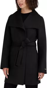 NEW TAHARI Women's Peacoat Wool Blend Lapel Collar Trench Coat | Large | Black - Picture 1 of 2