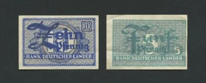 GERMANY WEST 5 & 10 pfennig 1948 Krause 11, 12 World Paper Money - Picture 1 of 2