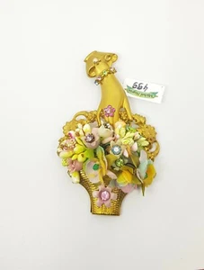 Michal Negrin Romantic Golden Brooch flowers & hand Crystals wow - Picture 1 of 7