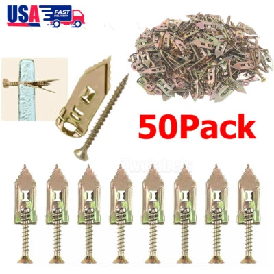 50/100PCS Self Drilling Drywall Anchors Screws Wall Anchor Expansion with Screws
