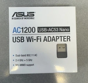 ASUS USB-AC53 AC1200 Nano USB Dual-Band Wireless Adapter MU-Mimo New Sealed - Picture 1 of 1