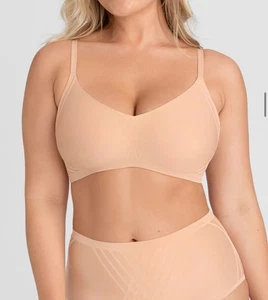 Honey love Silhouette Bra Size Large Rose Tan Wirefree Adjustable Straps Sz L - Picture 1 of 5