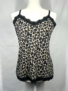 Y2K Tanktop Trägertop Spitzenbesatz Medium Tier Leopardenmuster Kokette Fee Gyaru - Bild 1 von 16